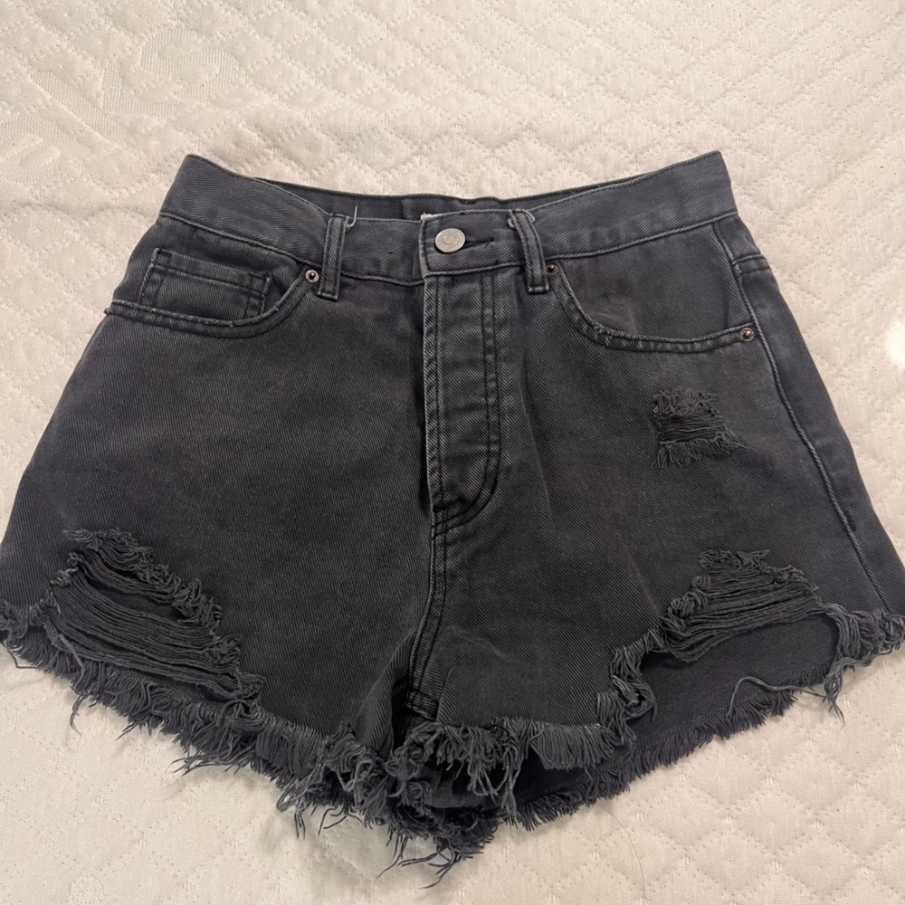 PacSun Charcoal Frayed Jean Shorts